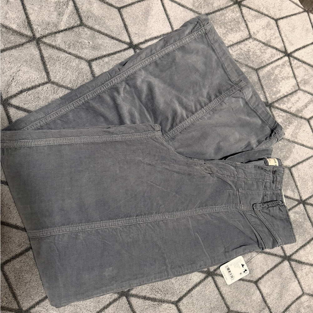 NWT We The Free People Libre Wide Leg Cord Jeans Light Gray Mockingbird Size 27 - Picture 5 of 9